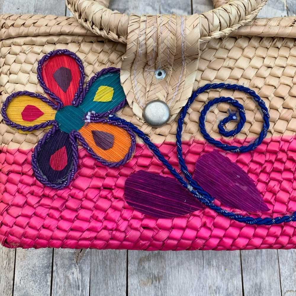 Woven Floral embroidered bag - image 7