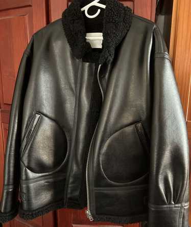 Japanese Brand Black Leather Sherpa jacket