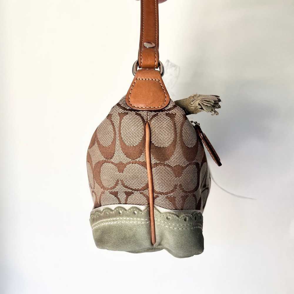 Vintage Coach mini hand bag in signature canvas +… - image 2