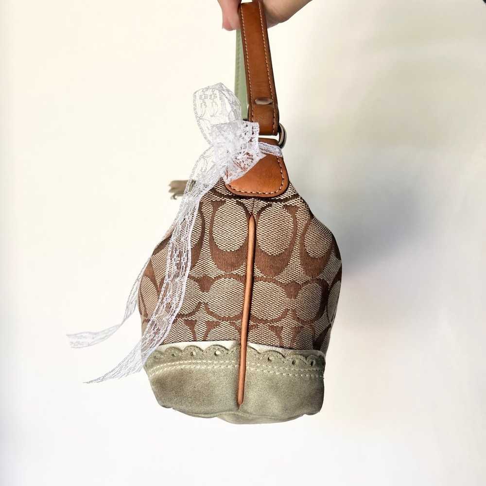 Vintage Coach mini hand bag in signature canvas +… - image 3