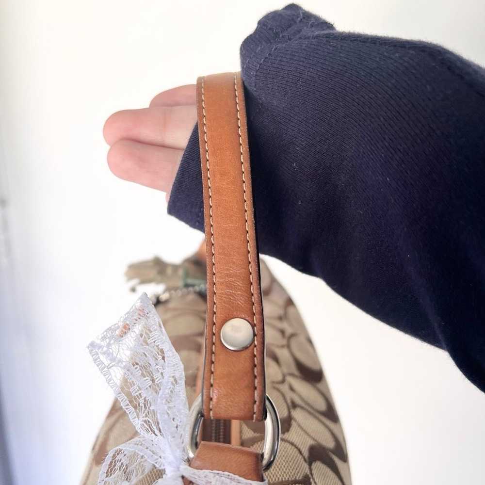 Vintage Coach mini hand bag in signature canvas +… - image 6