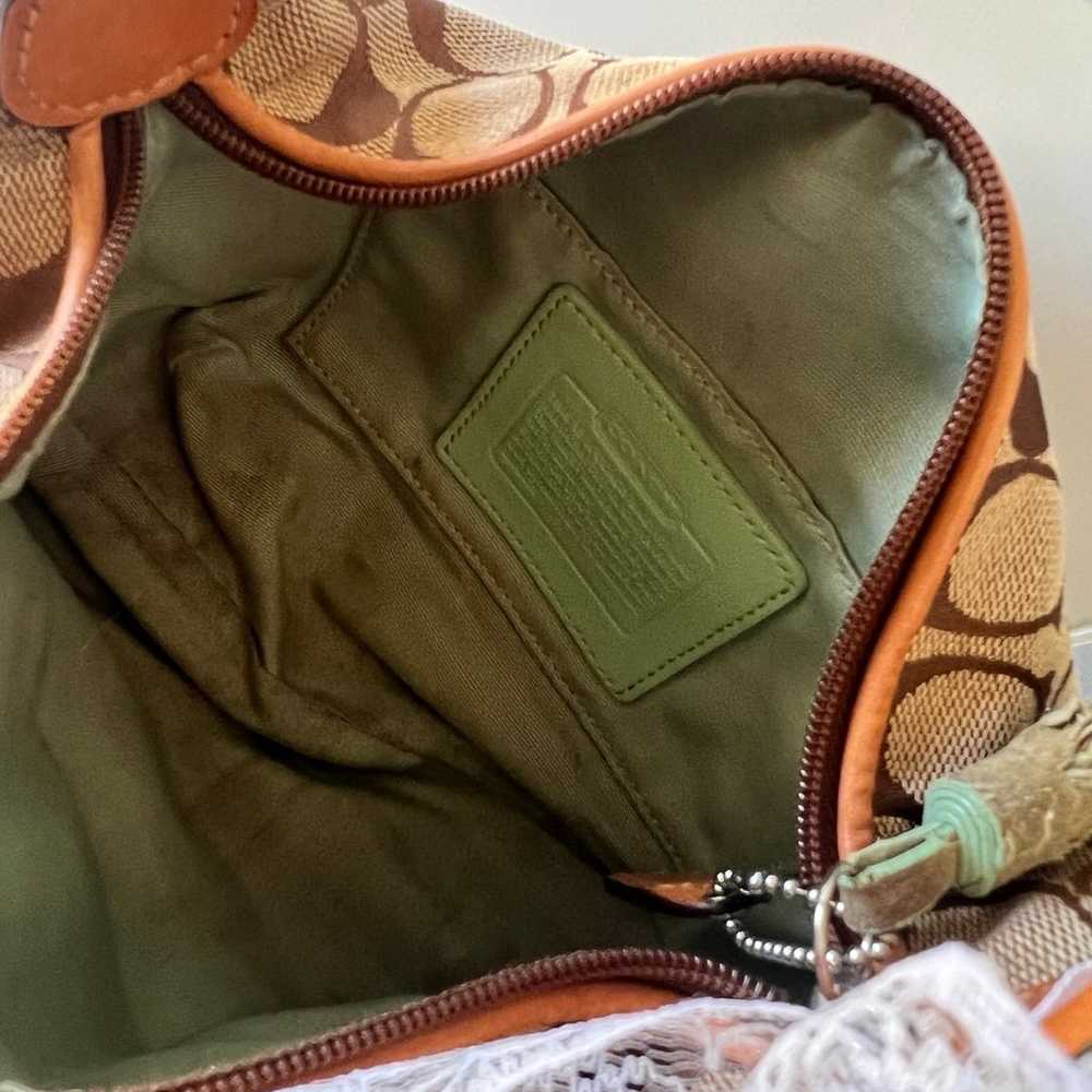 Vintage Coach mini hand bag in signature canvas +… - image 7