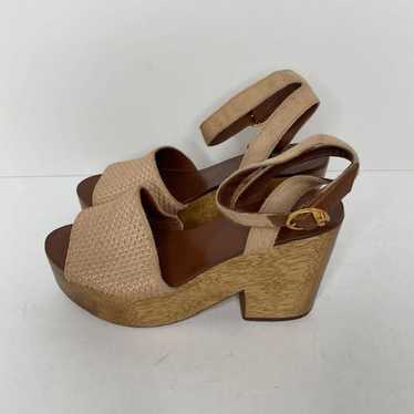 Tory Burch Tan Wood Platform Sandals