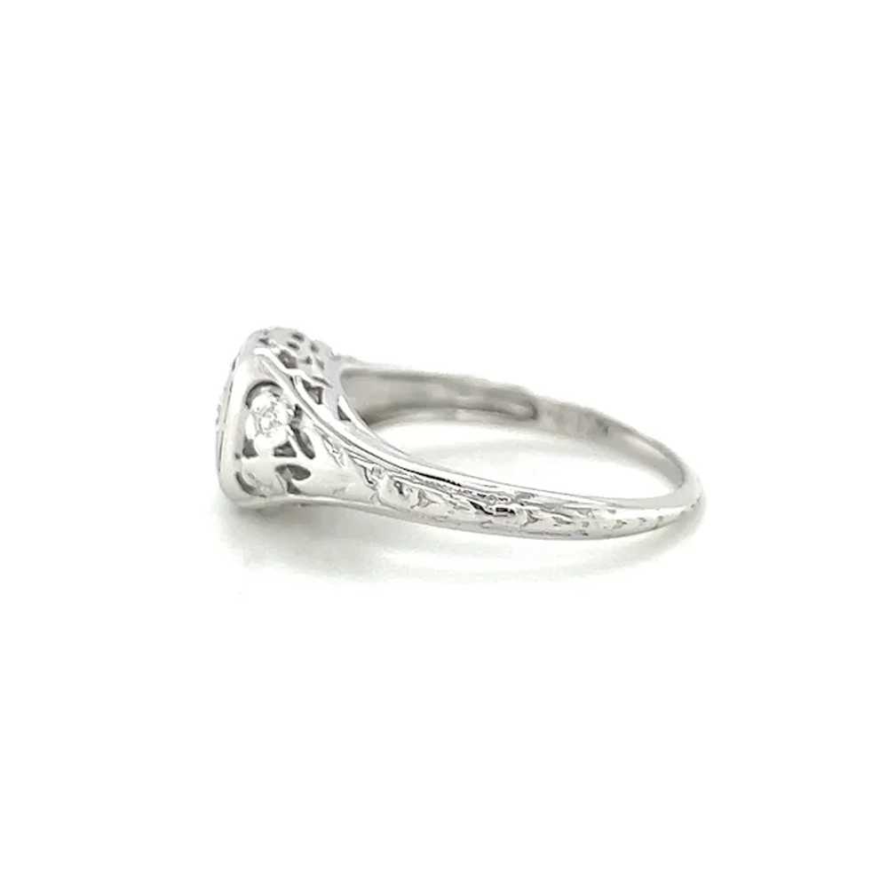 Art Deco 18K White Gold .12ct Transitional Cut Di… - image 5