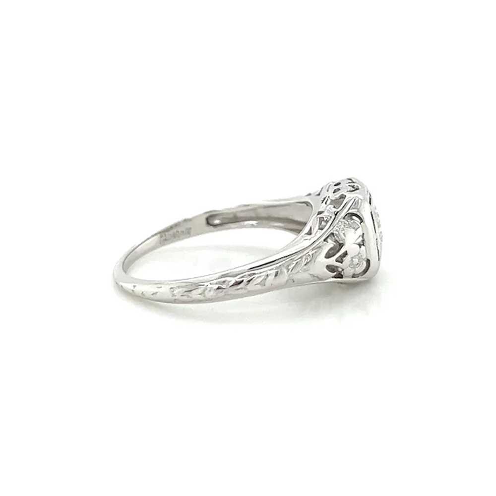 Art Deco 18K White Gold .12ct Transitional Cut Di… - image 8