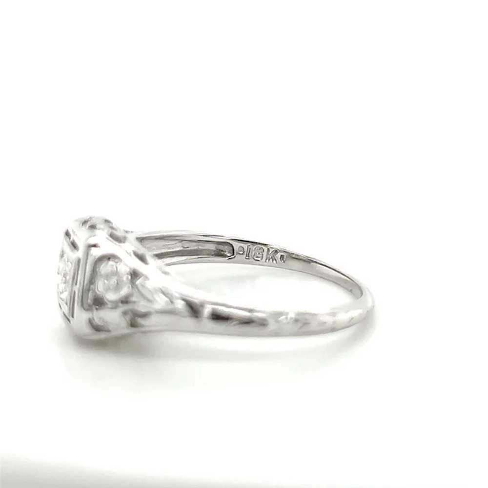 Art Deco 18K White Gold .12ct Transitional Cut Di… - image 9