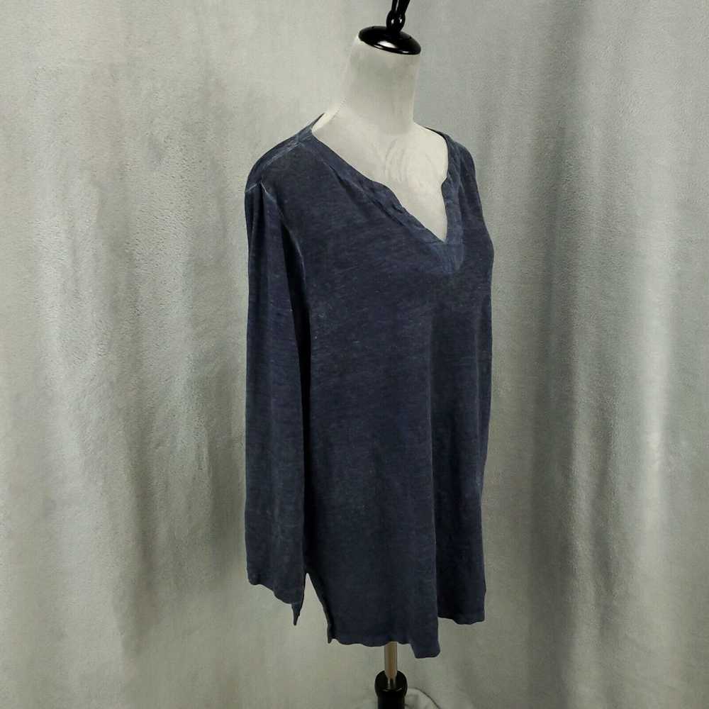 Vintage Chicos Linen Blouse Womens XL Blue Long S… - image 1