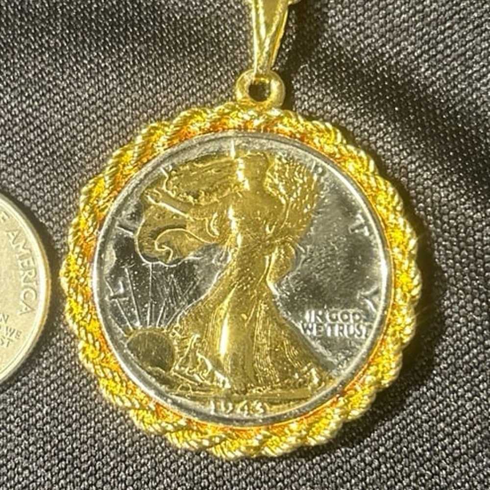 Vintage Walking Liberty Replica Coin Pendant Neck… - image 2