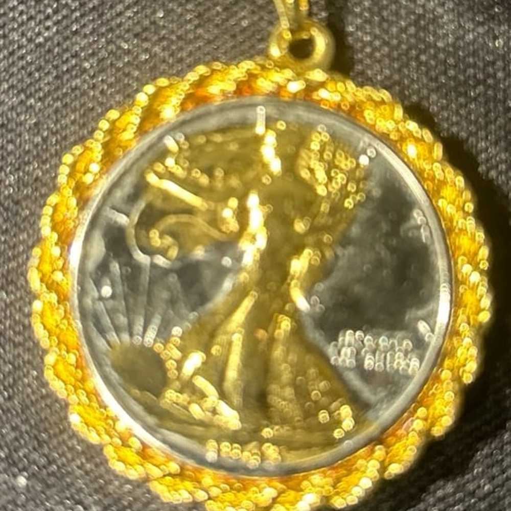 Vintage Walking Liberty Replica Coin Pendant Neck… - image 5