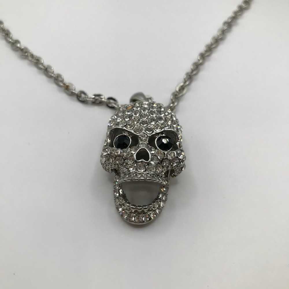 Vintage Goth Style Skull Pendant with Movable Jaw - image 2