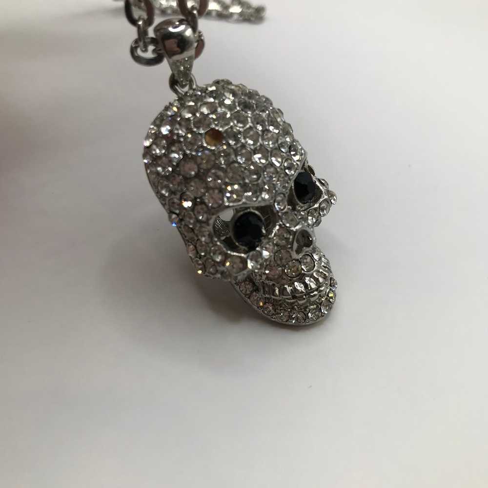 Vintage Goth Style Skull Pendant with Movable Jaw - image 3
