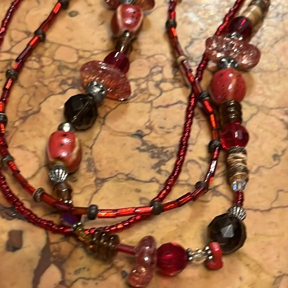 Bundle of four stone beaded necklaces - image 2