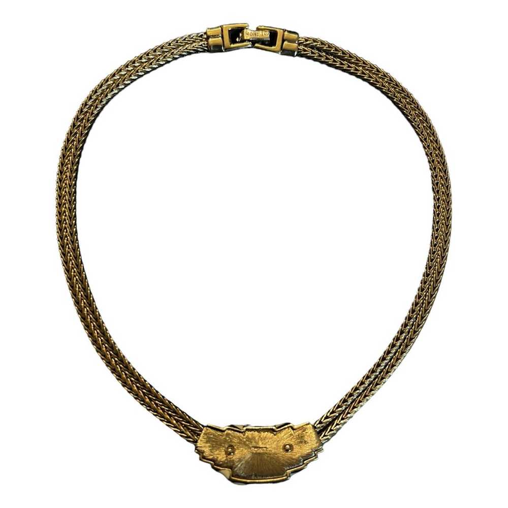 MONET vintage necklace gold tone cream accents - image 4
