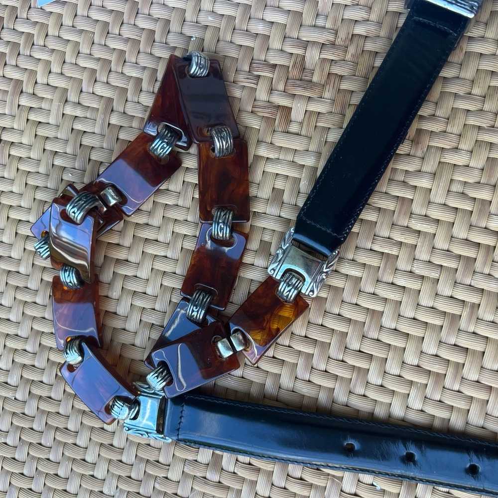 Belt vintage Brighton Black Leather belt with tor… - image 9