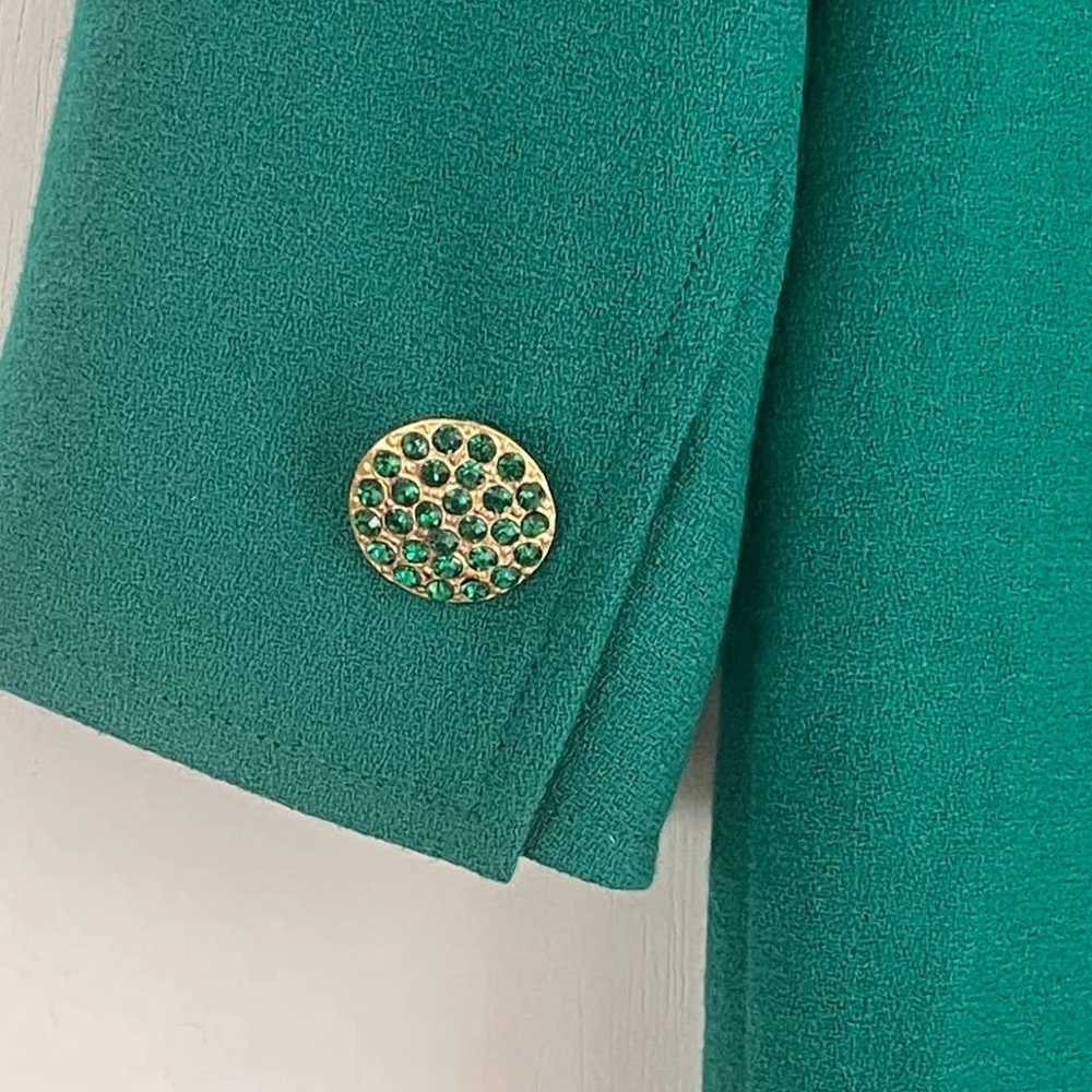 Vintage Carlisle 100% Wool Dress Green Midi Women… - image 11