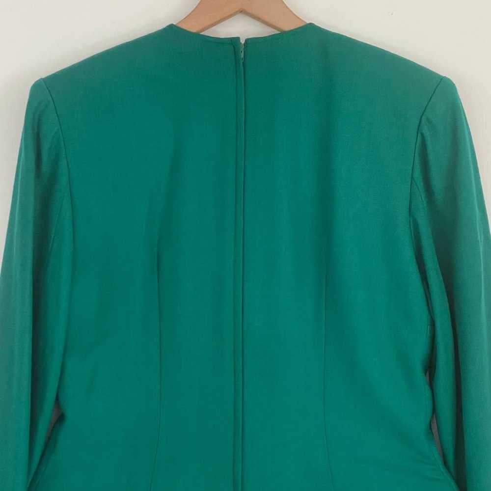 Vintage Carlisle 100% Wool Dress Green Midi Women… - image 6