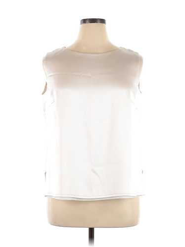 E Emmelle Women White Sleeveless Silk Top XL