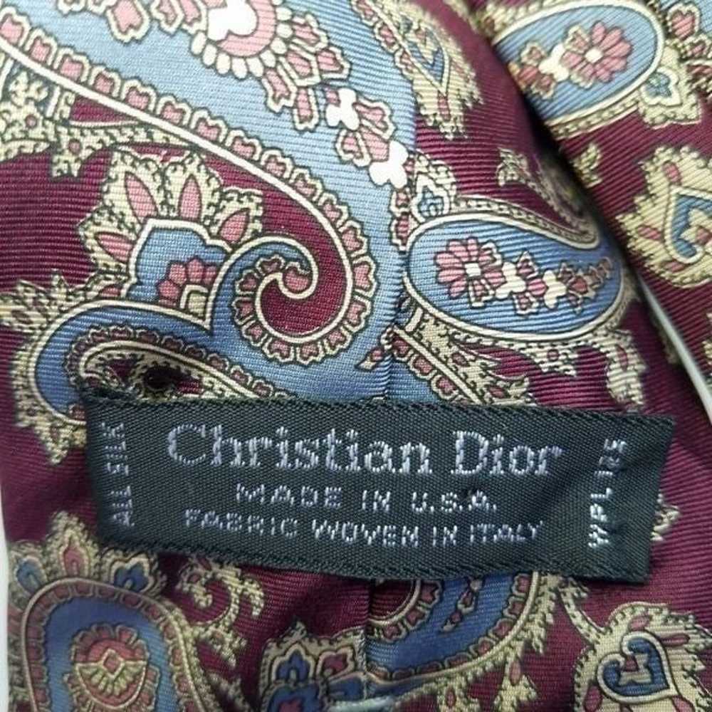 Vintage Christian Dior 80s Burgundy Paisley 100% … - image 3