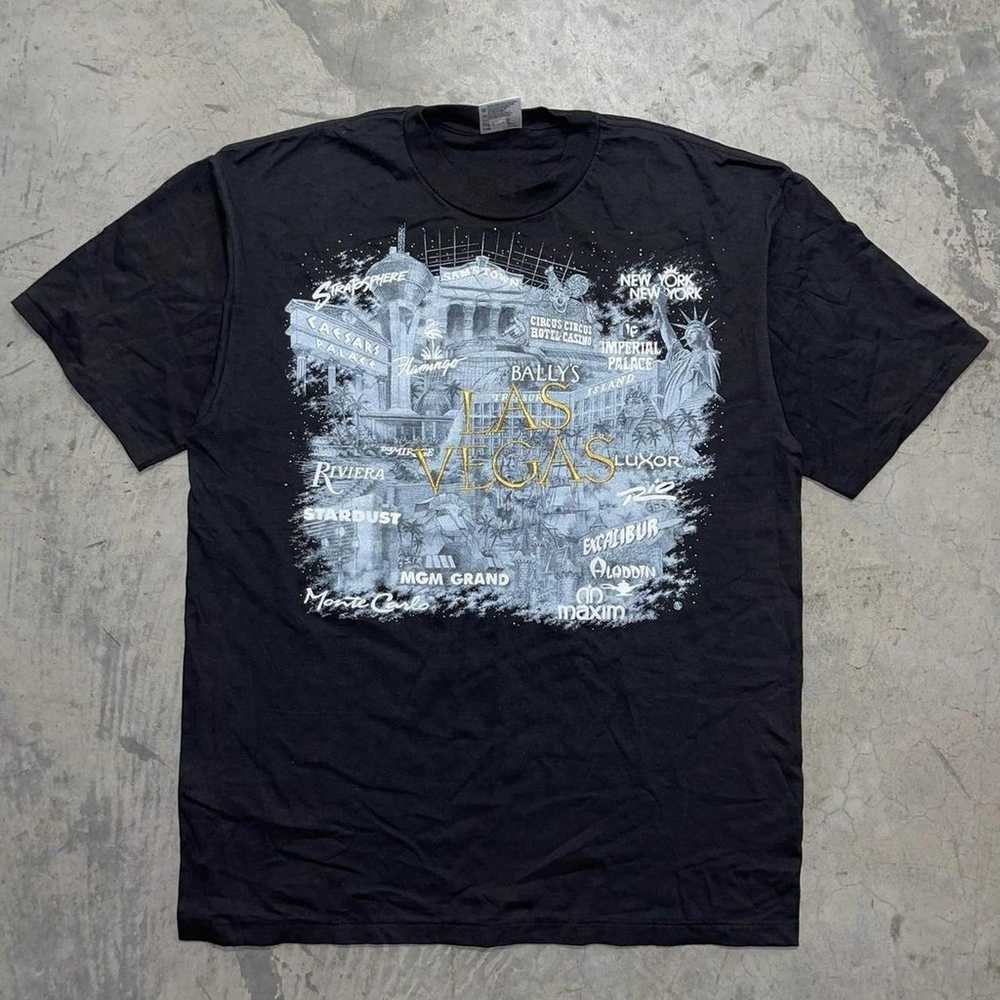 Vintage 1990s Las Vegas Casino Graphic Tee Black … - image 1