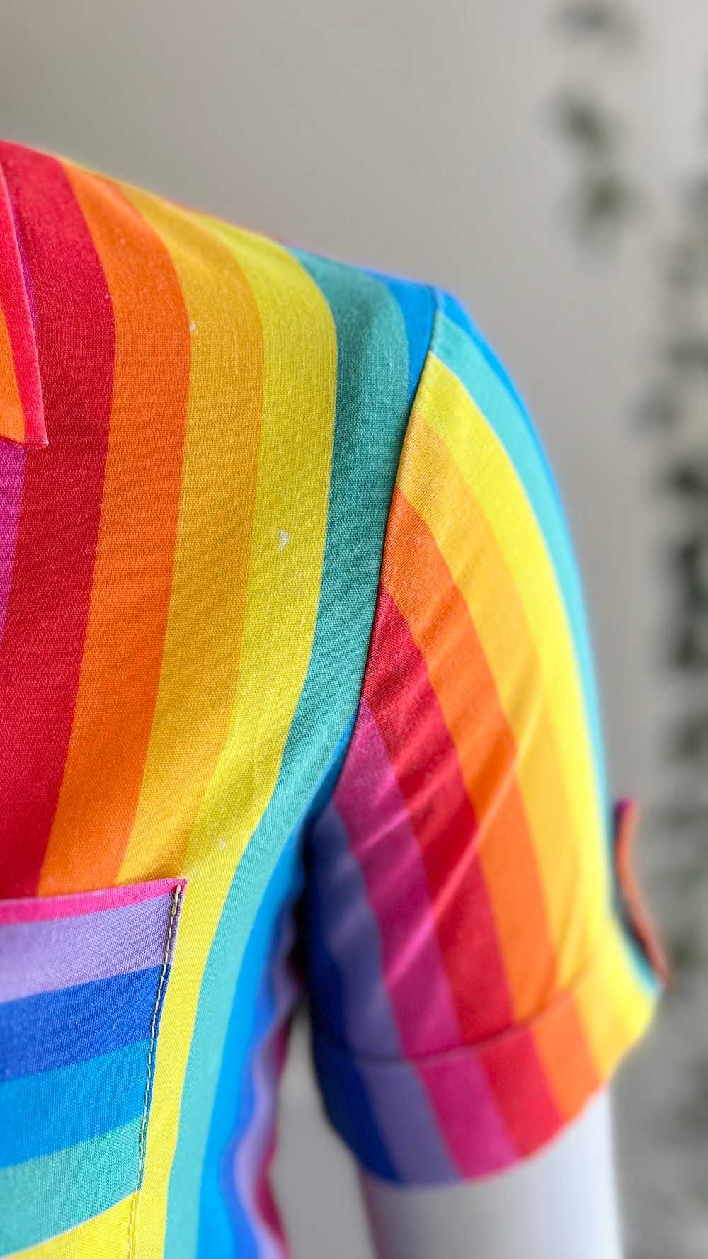 1970s Rainbow Striped Button-Up Shirt | small - image 8