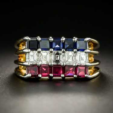 Oscar Heyman Diamond, Ruby and Sapphire Ring