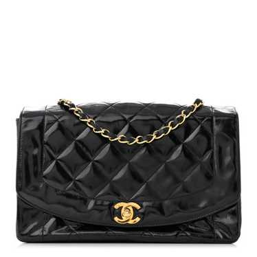 CHANEL Patent Quilted Small Single Flap Black