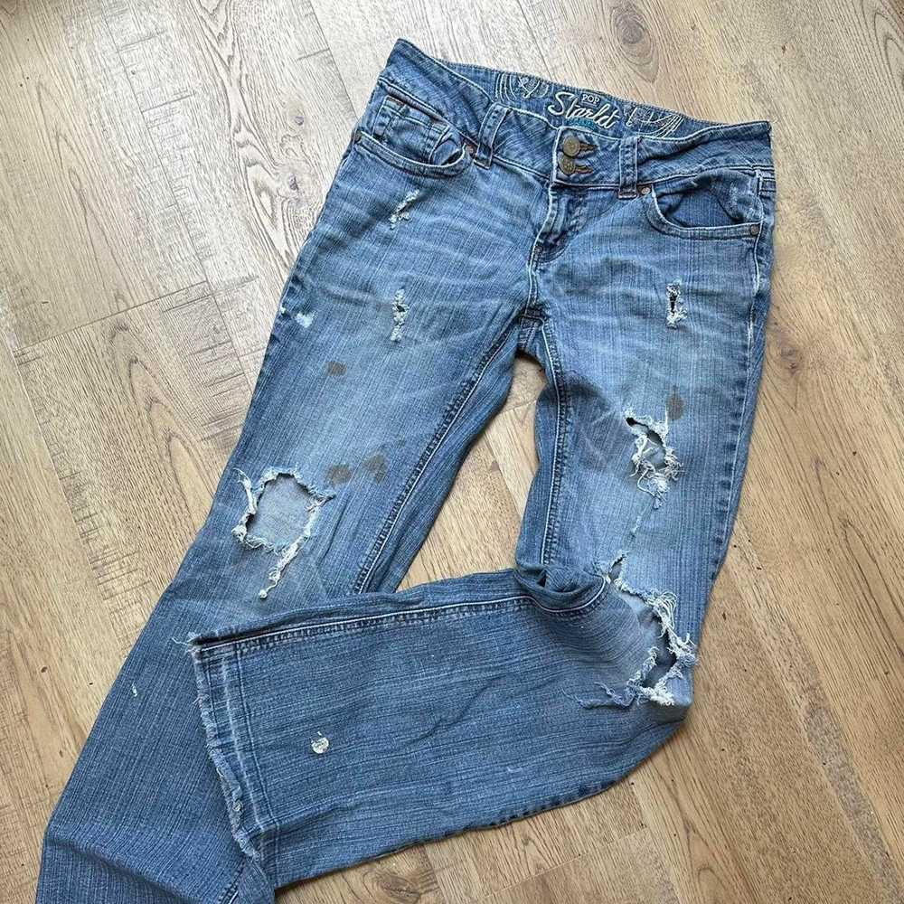 Vintage Vintage Y2K 00s Low Rise Thrashed Ripped … - image 1