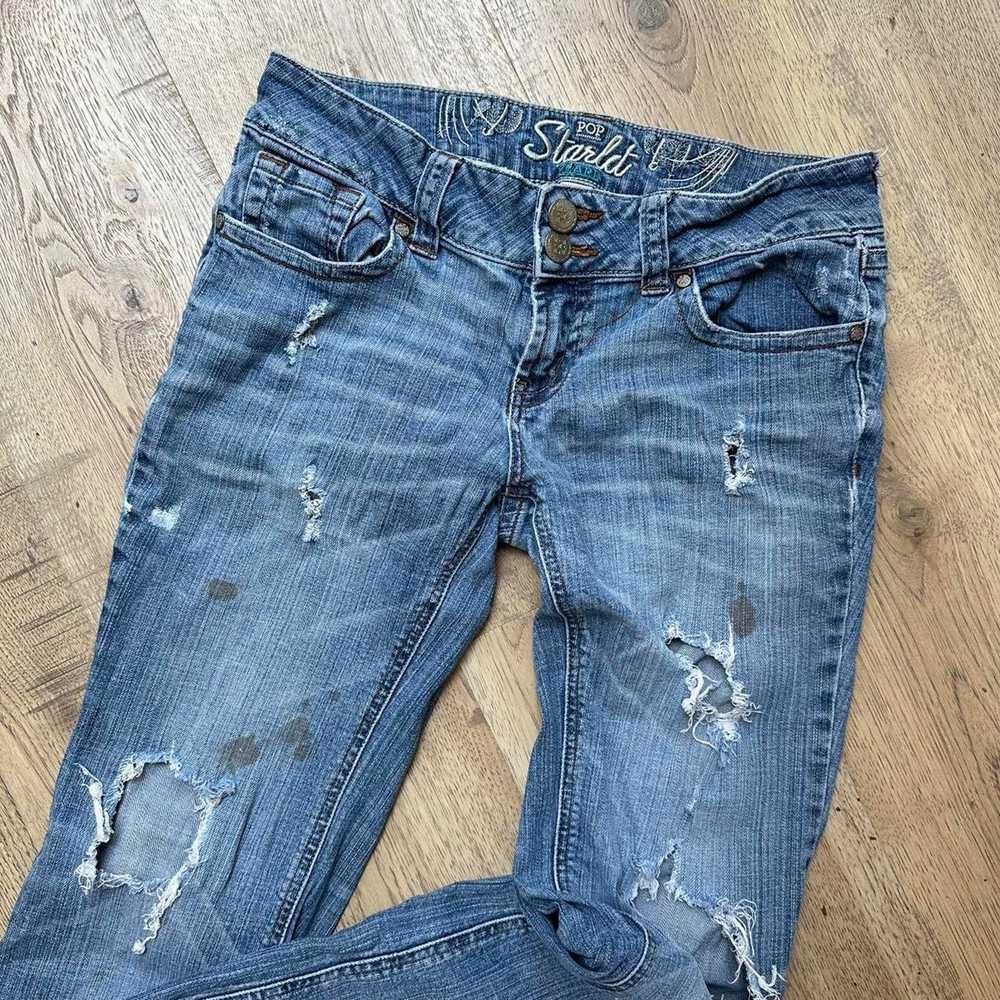 Vintage Vintage Y2K 00s Low Rise Thrashed Ripped … - image 2