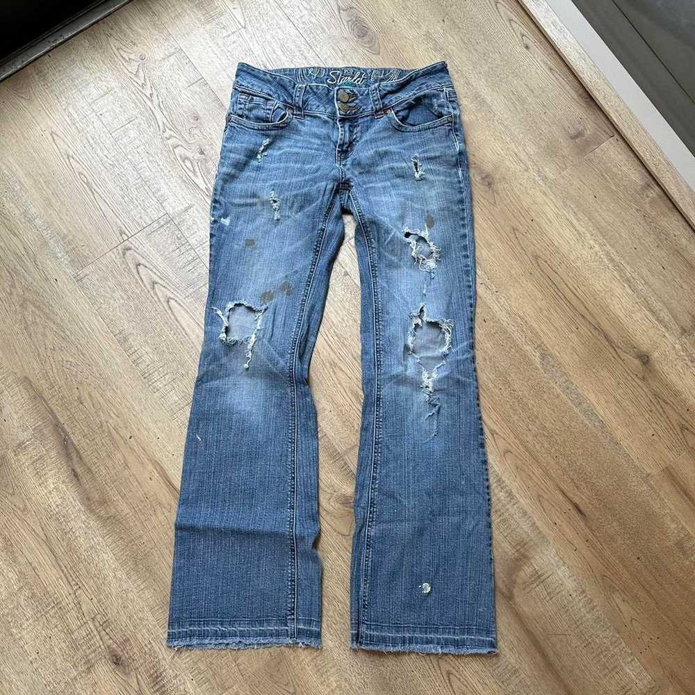 Vintage Vintage Y2K 00s Low Rise Thrashed Ripped … - image 3