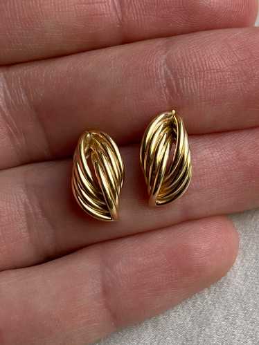 Unknown Vintage 14K Gold Modernist Stud Earrings |