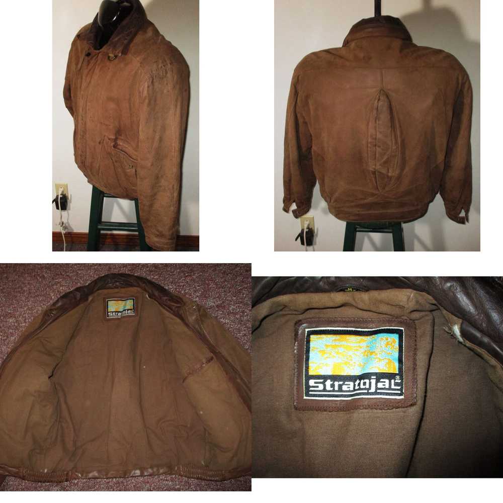 Vintage Men's STRATOJAC Brown Full Zip 100% Leath… - image 4
