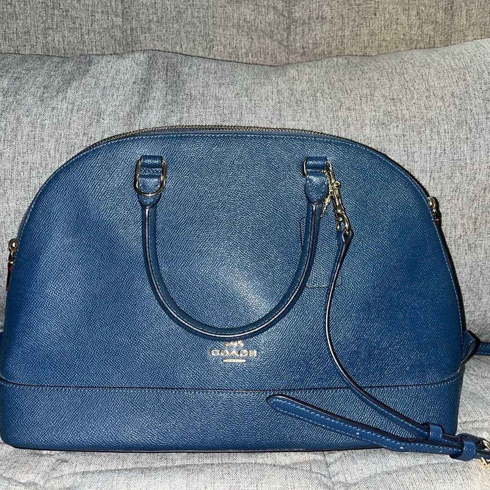 Coach navy blue leather shoulder bag purse - image 1