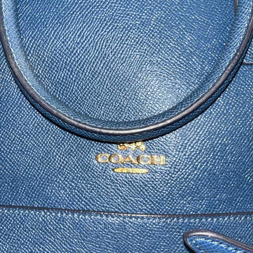 Coach navy blue leather shoulder bag purse - image 3