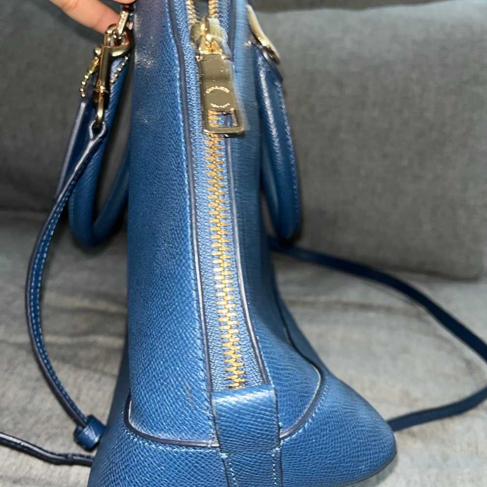 Coach navy blue leather shoulder bag purse - image 4