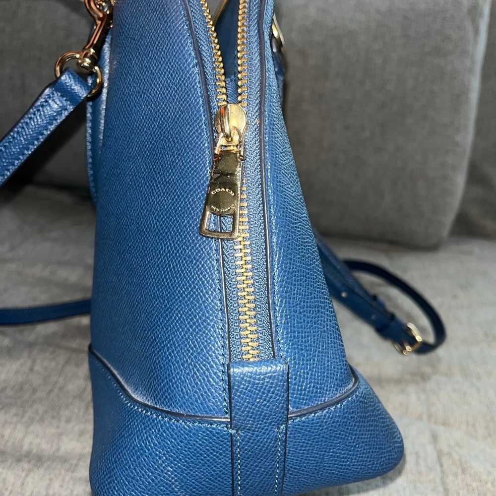 Coach navy blue leather shoulder bag purse - image 5