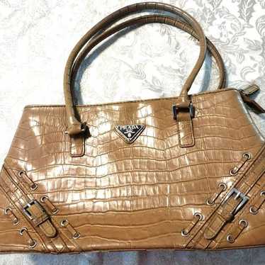 PRADA Authentic Light Brown Handbag Purse w/ 4 In… - image 1