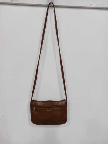 Fossil Brown Pebble Leather Top Zip Crossbody Purs