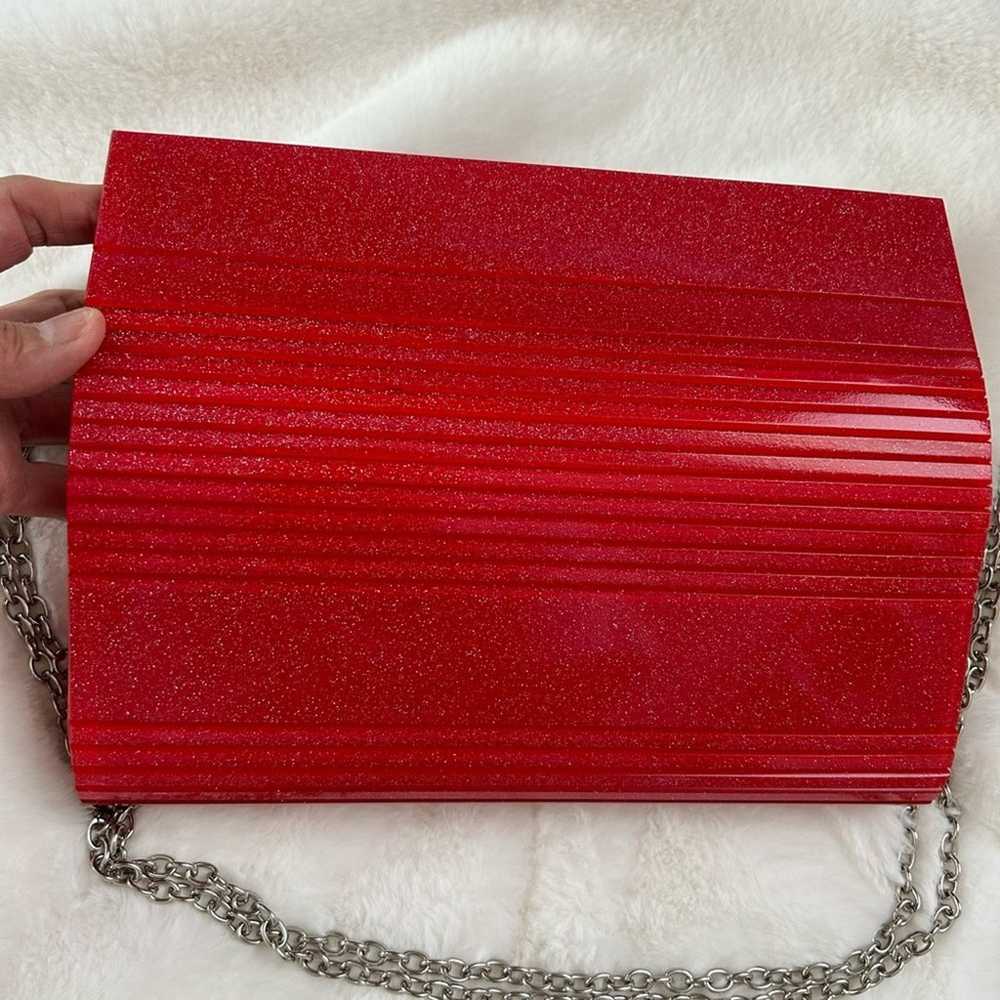 Red sparkly acrylic Women’s clutch purse - image 2