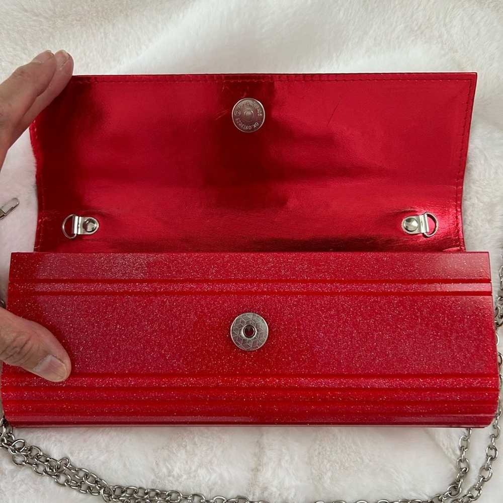Red sparkly acrylic Women’s clutch purse - image 3