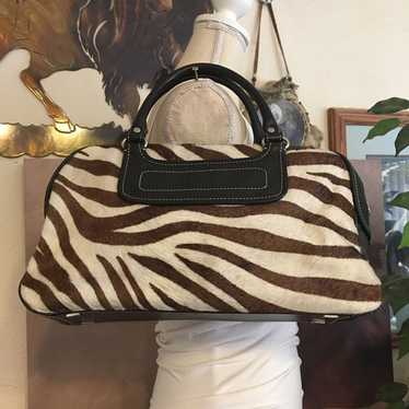 Adrienne Vittadini zebra print calf hair satchel