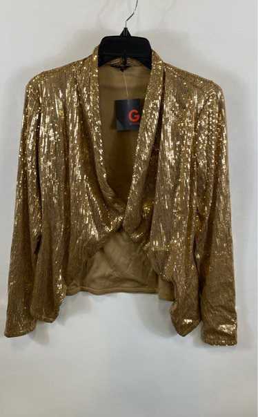 NWT G By Guess Womens Gold Long Sleeve Sequin Jack