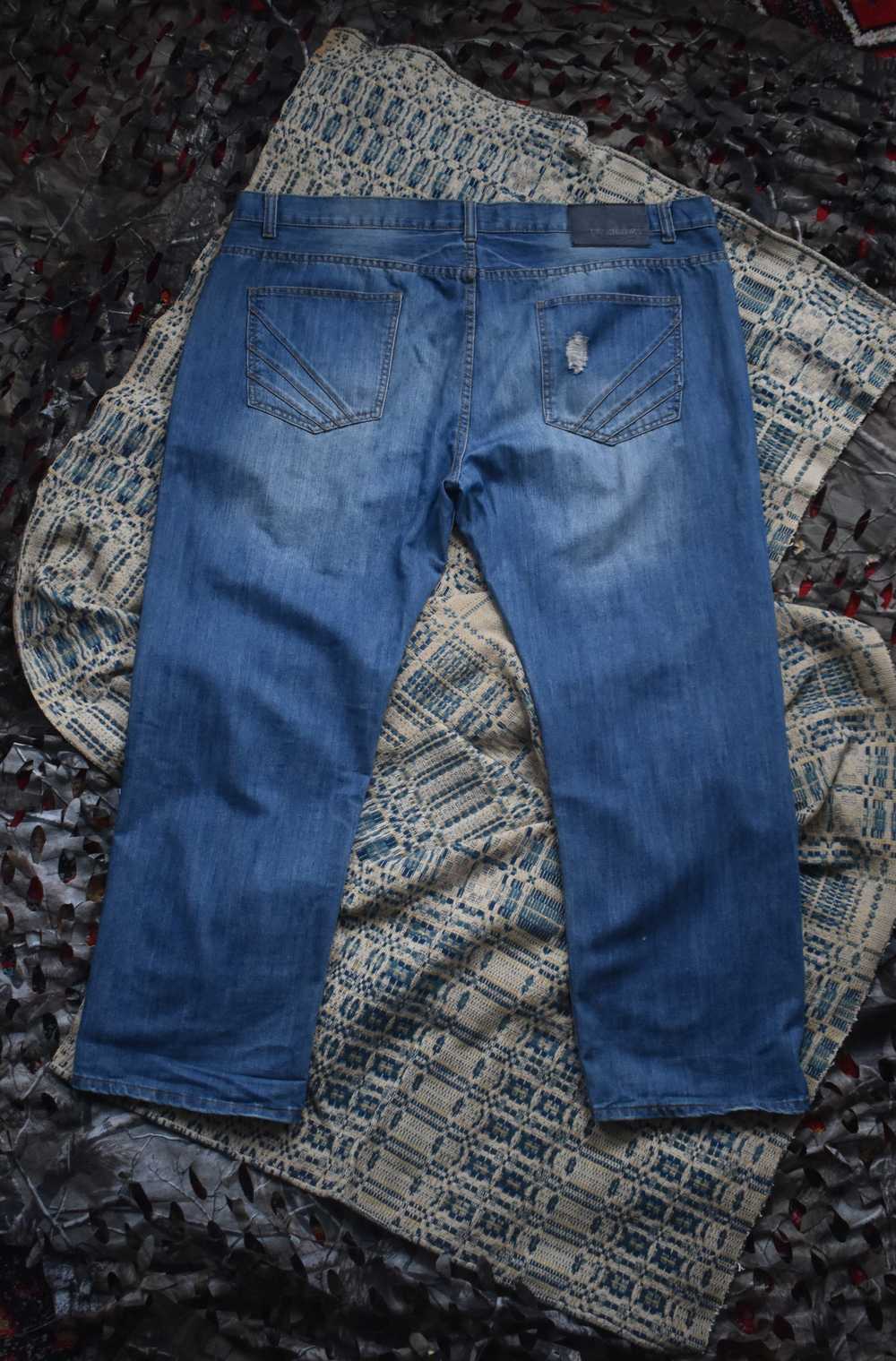 Y2K AKADEMIKS PATCHWORK DISTRESSED JEANS - image 2