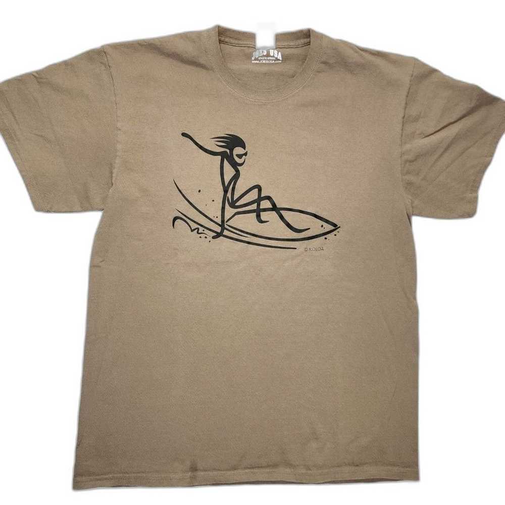 Joe's USA Athletic Apparel Brown Surfer Graphic T… - image 1