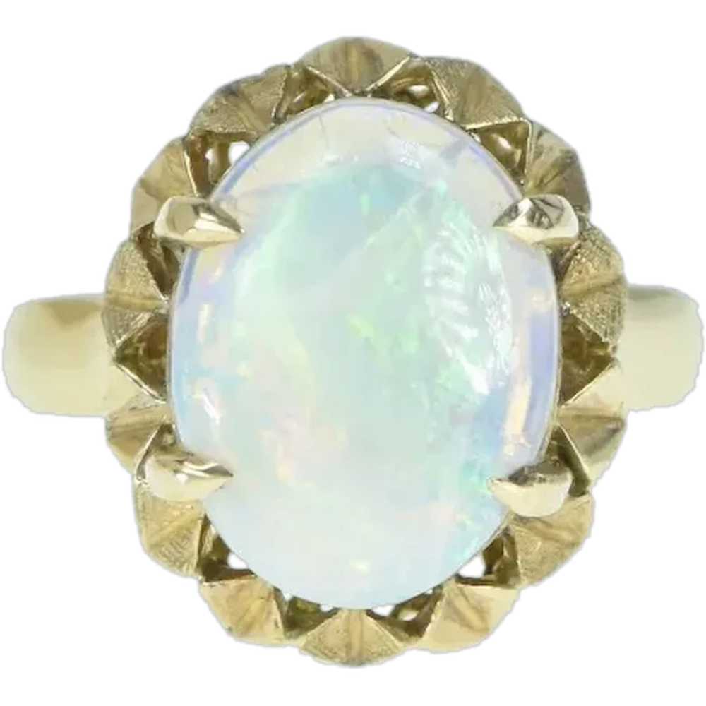 18K Oval Natural Opal Vintage Cocktail Statement … - image 1