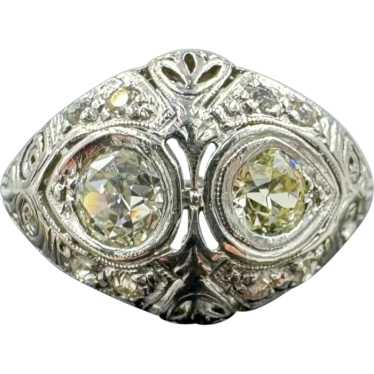 Art Deco White Gold Old European Diamond Owl Ring