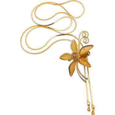 Gold Mesh Flower Bolo Slide Necklace