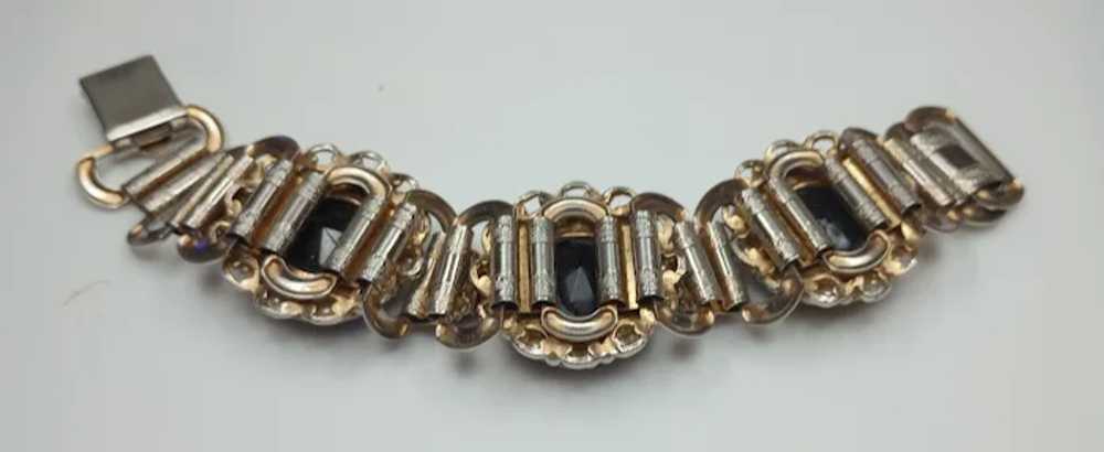 1950's Selro Chunky Bracelet, Black Faceted Stone… - image 3