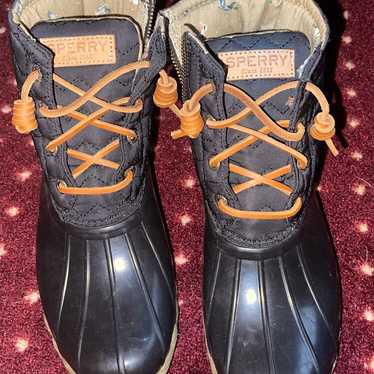 Sperry black duck boots size 7