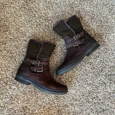 Ugg Simmens Green Canvas and Brown leather boots