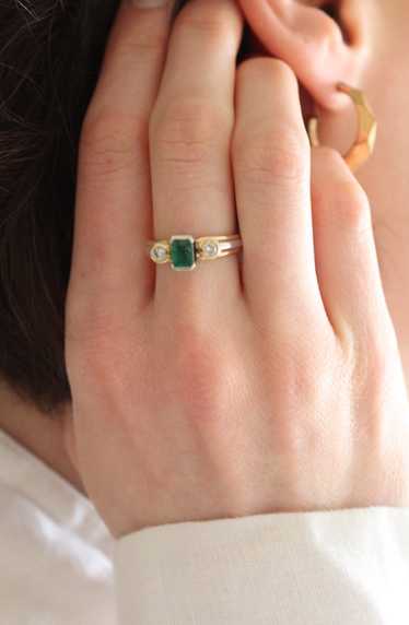 Incredible Vintage 14K Gold Emerald & Diamond Ring